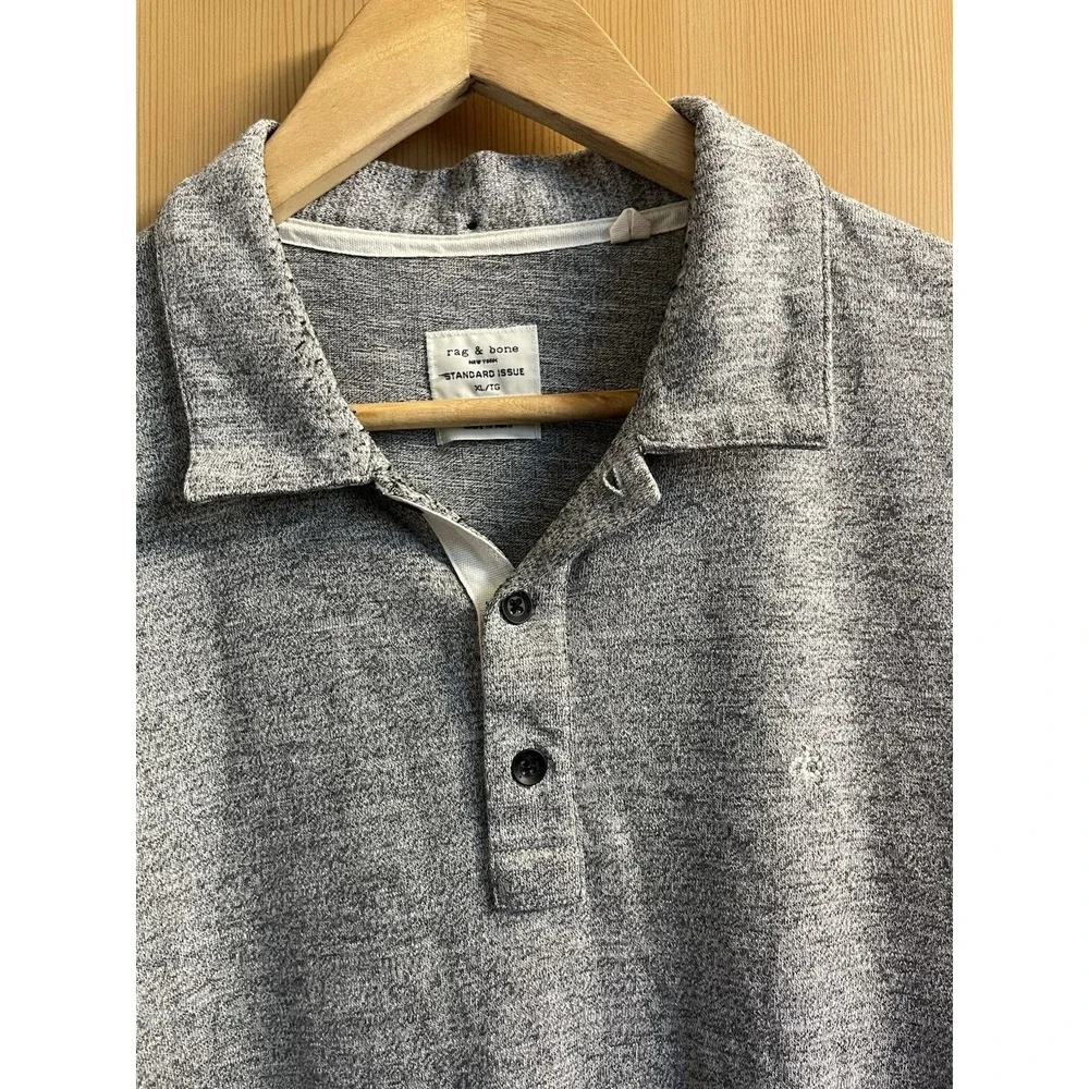 Rag & Bone Standard Issue Polo Short Sleeve Shirt X-Large Mens Grey Cotton - Picture 3 of 12